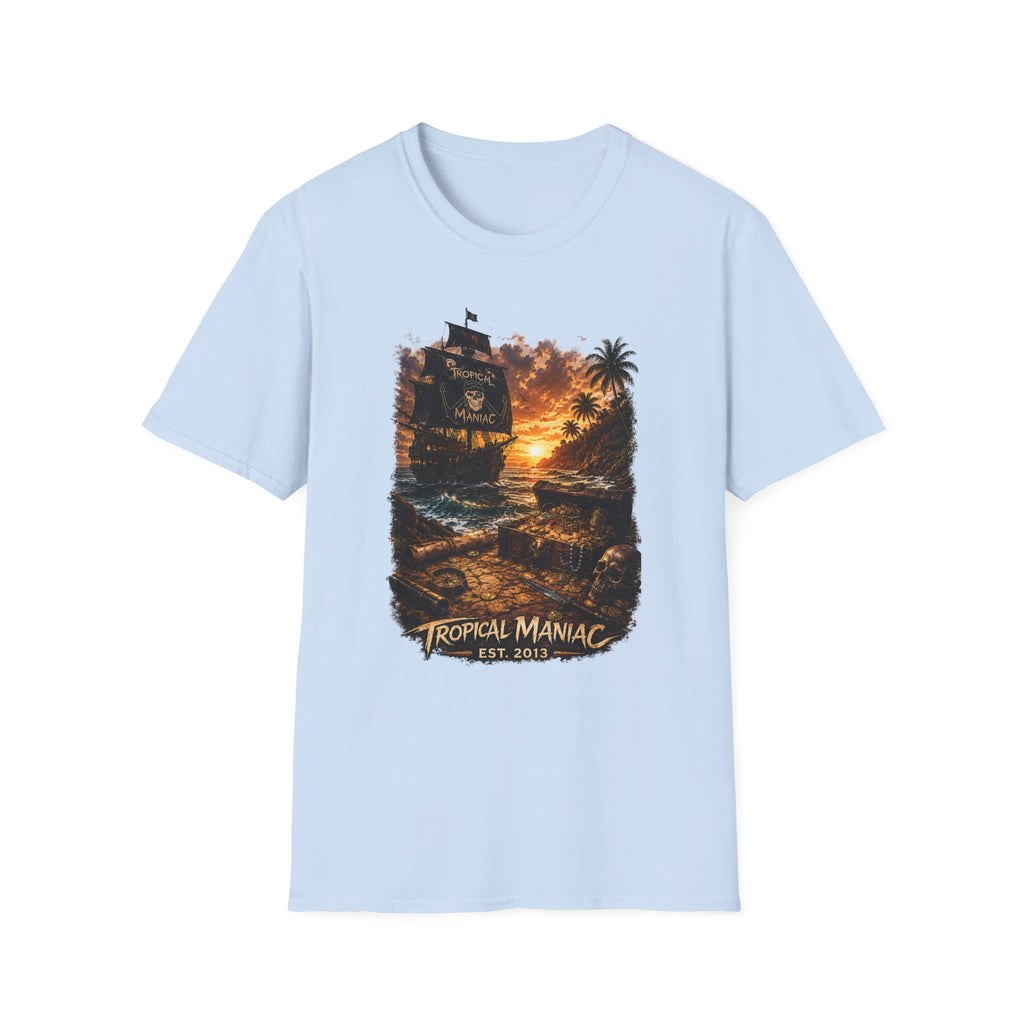 Tropical Maniac Sunset Pirate Ship T-Shirt