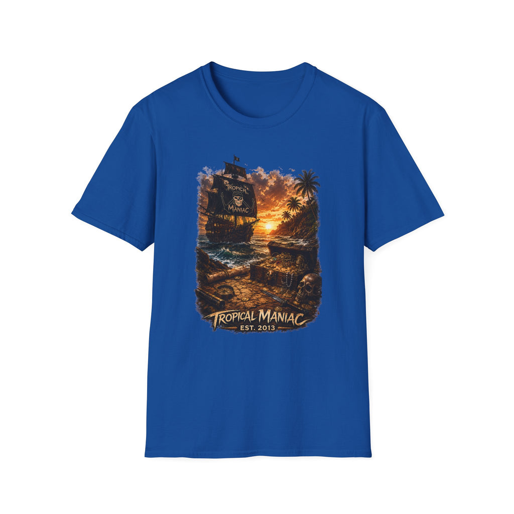 Tropical Maniac Sunset Pirate Ship T-Shirt
