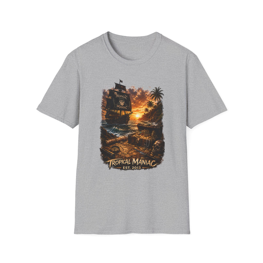 Tropical Maniac Sunset Pirate Ship T-Shirt
